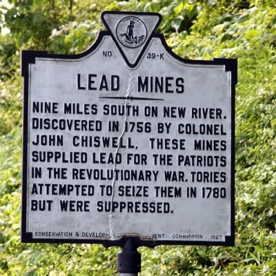 Historical marker for the mines in Wythe County, Virginia